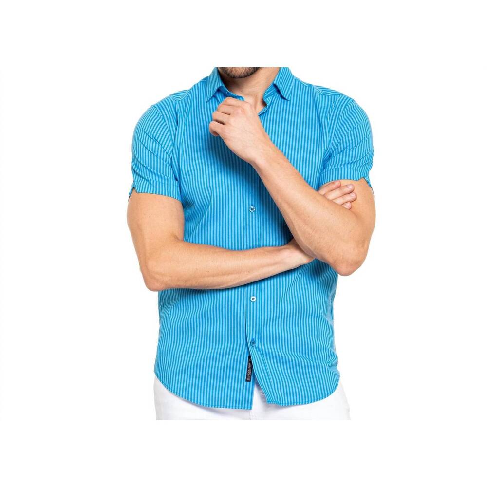 NEW EIGHT X striped short sleeve shirt in blue